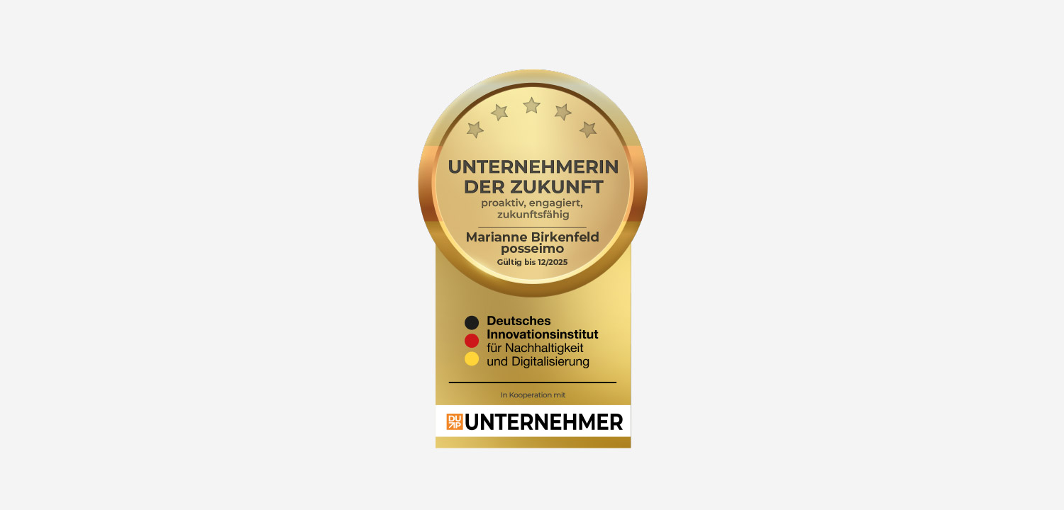 Posseimo startet mit dem Siegel "Unternehmerin der Zukunft" ins Jahr 2025